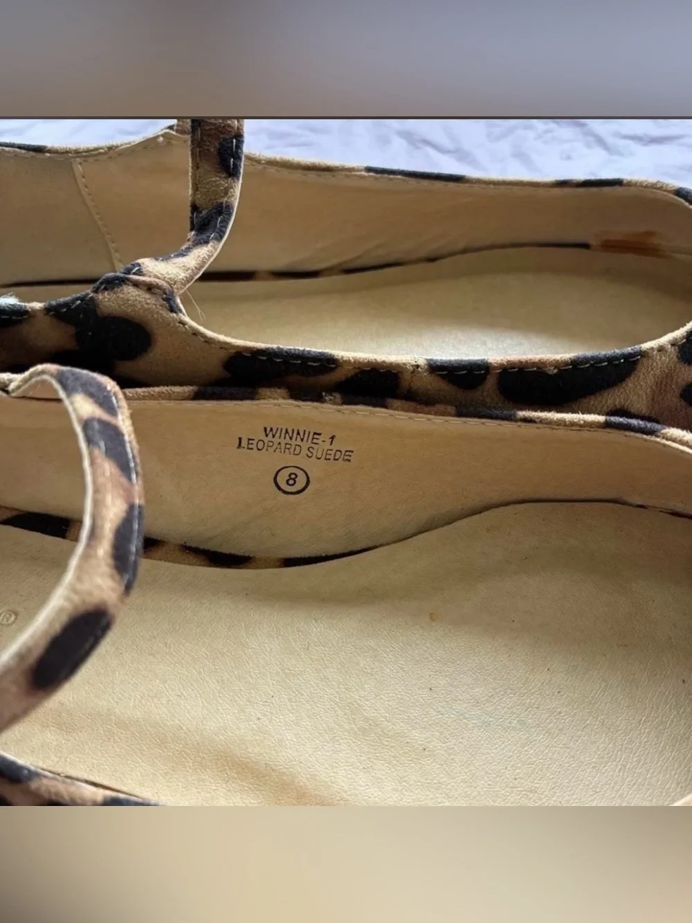 Lov Mark Women’s Leopard Print Pointed Mary Jane Flats Retro Pinup NWOT Sz 8